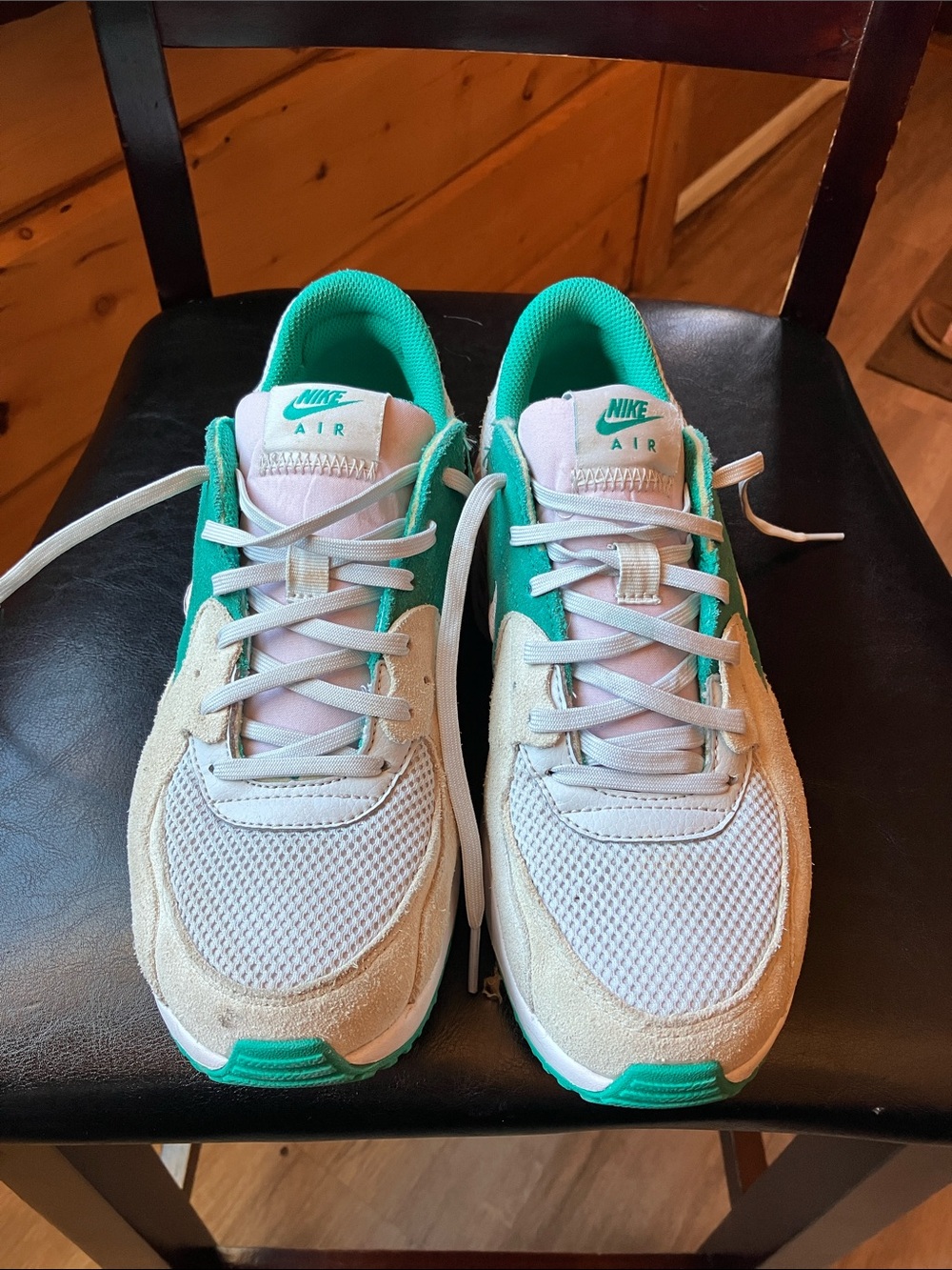Nike Women's Sneakers in White and Teal Green